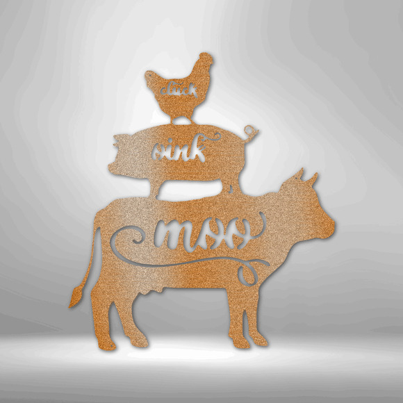 Farm Animals Steel Sign Laser Cut Powder Coated Home & Office Metal Wall Decor M